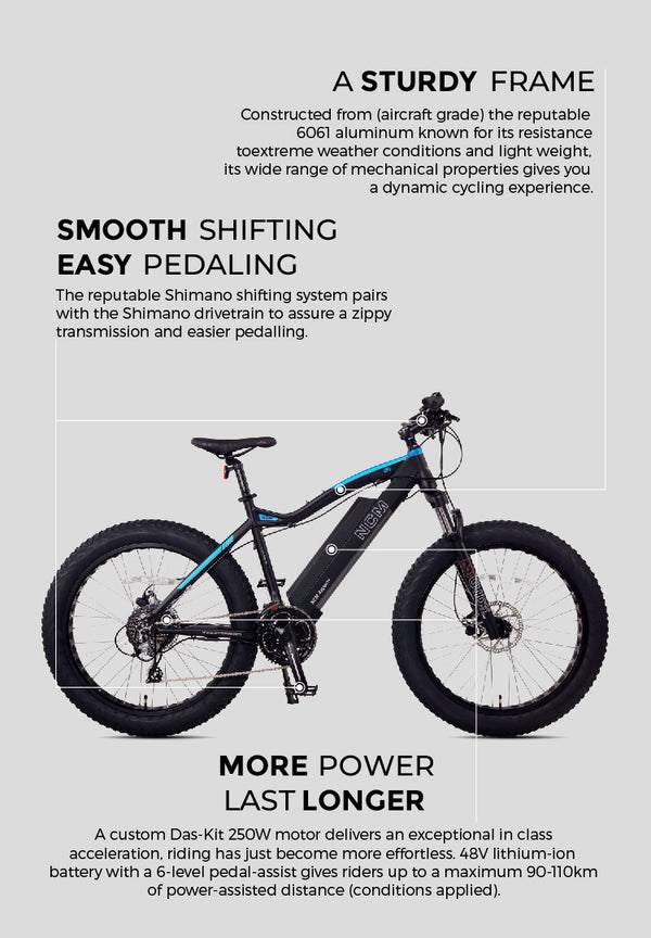 NCM Aspen Plus Fat Tyre Electric Mountain Bike 750W Peak Motor Power